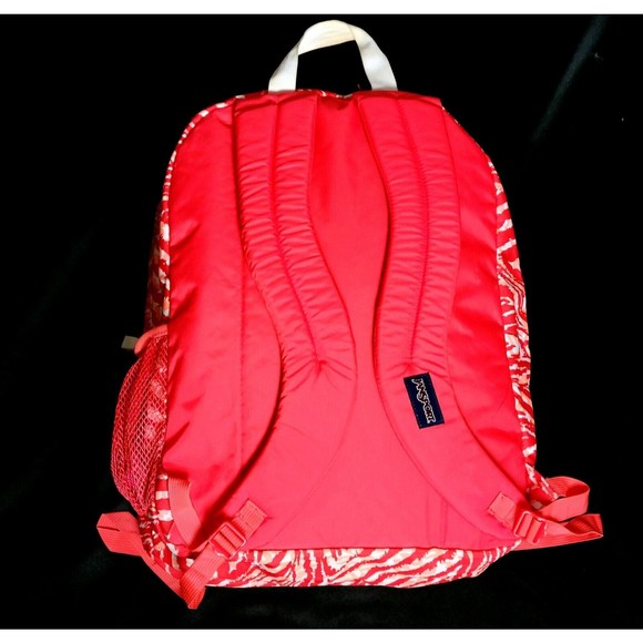 Jansport Teen Adult 17.5" Backpack WILD AT HEART Red White Zebra Stripes VGC! - Picture 14 of 15